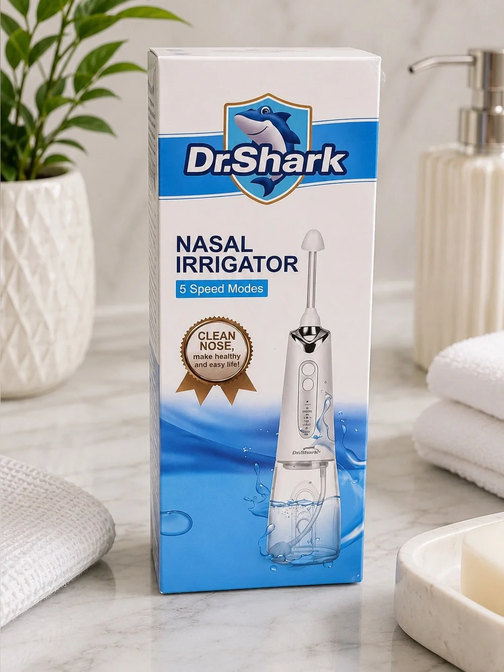 Dr. Shark Nasal Irrigator 5-Speed Electric Nose Cleaner New Sealed